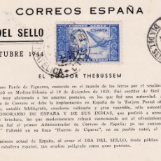 Sellos: ESPAÑA TARJETA CONMEMORATIVA DEL DR. THEBUSSEM DIA DEL SELLO 1944