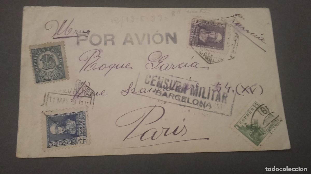 Timbres: Stamps : Timbres ESPAGNE sur lettre &rdquo; Censura Militar , Barcelona &rdquo; 1939
