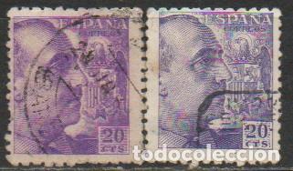 Sellos: Edifil n&ordm; 922, General Franco, sin nombre del grabador, USADO, ERROR DE COLOR, SE ENVIAN LOS DOS