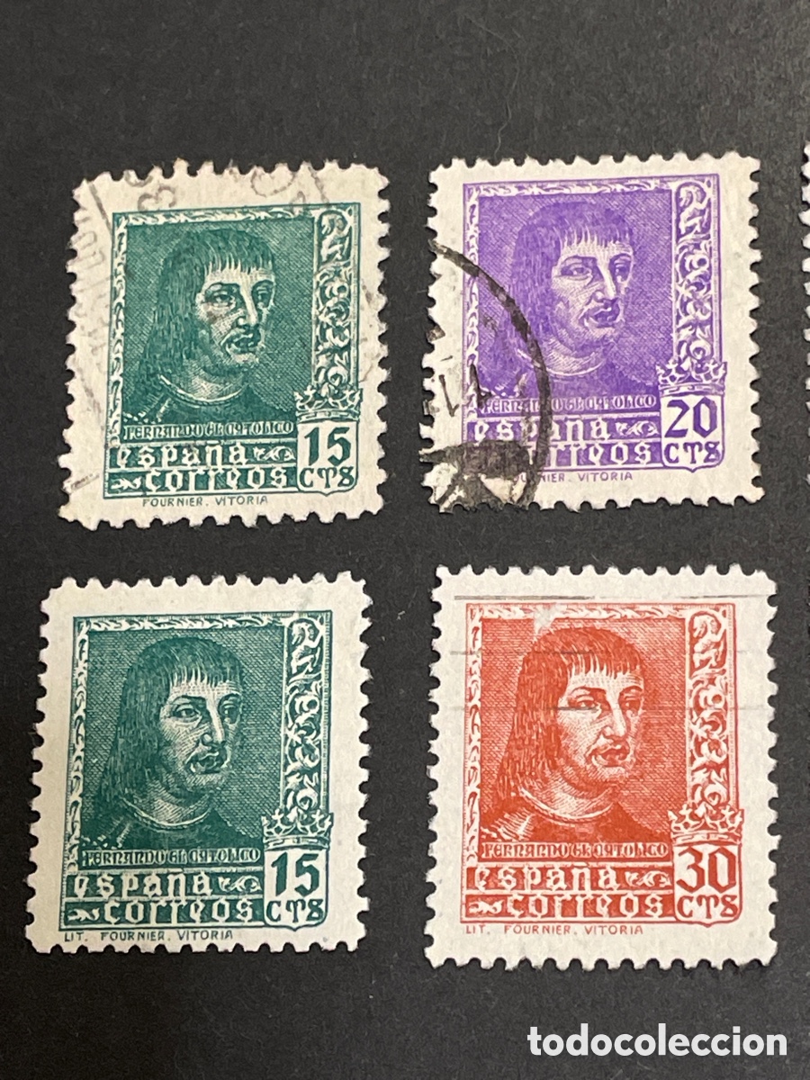 Sellos: Edifil 841 a 844 , 841A , 844A , 845 y 846 Fernando El Cat&oacute;lico y a&eacute;reos , usados