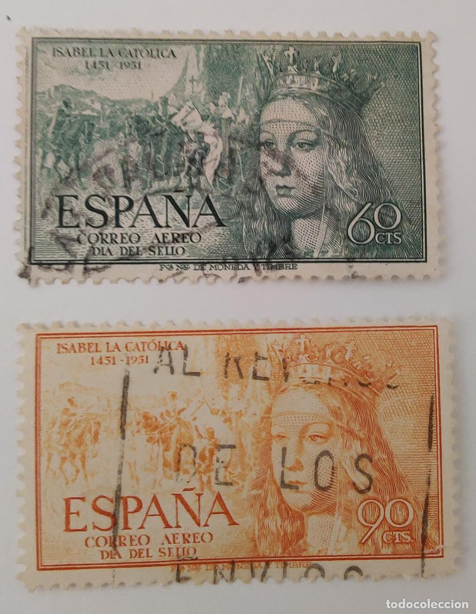 Sellos: 2 Sellos. España. 5º Centenario del nacimiento de la Isabel La Catolica. Año 1951.