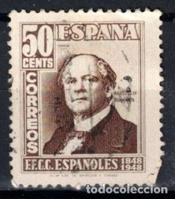 Sellos: EDIFIL 1037 - 1948 - CENTENARIO DEL FERROCARRIL - Foto 1