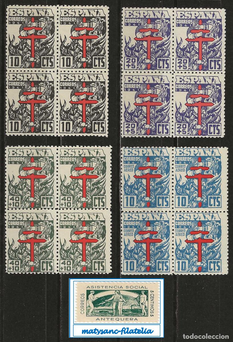 Stamps: ESPA&Ntilde;A 1941. EDIFIL 948/951. SERIE COMPLETA EN BLOQUE DE 4 &rdquo;PRO TUBERCULOSOS&rdquo;. MNH***