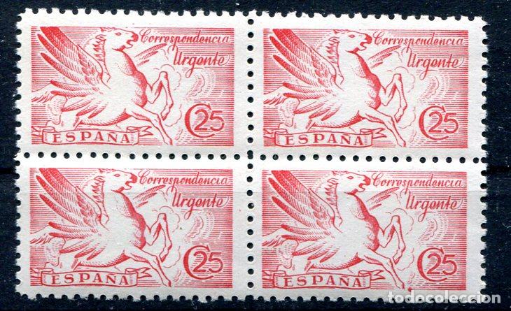 Sellos: Edifil 952. Urgente Pegaso, sin pie. Nuevo sin fijasellos. Bloque de 4.
