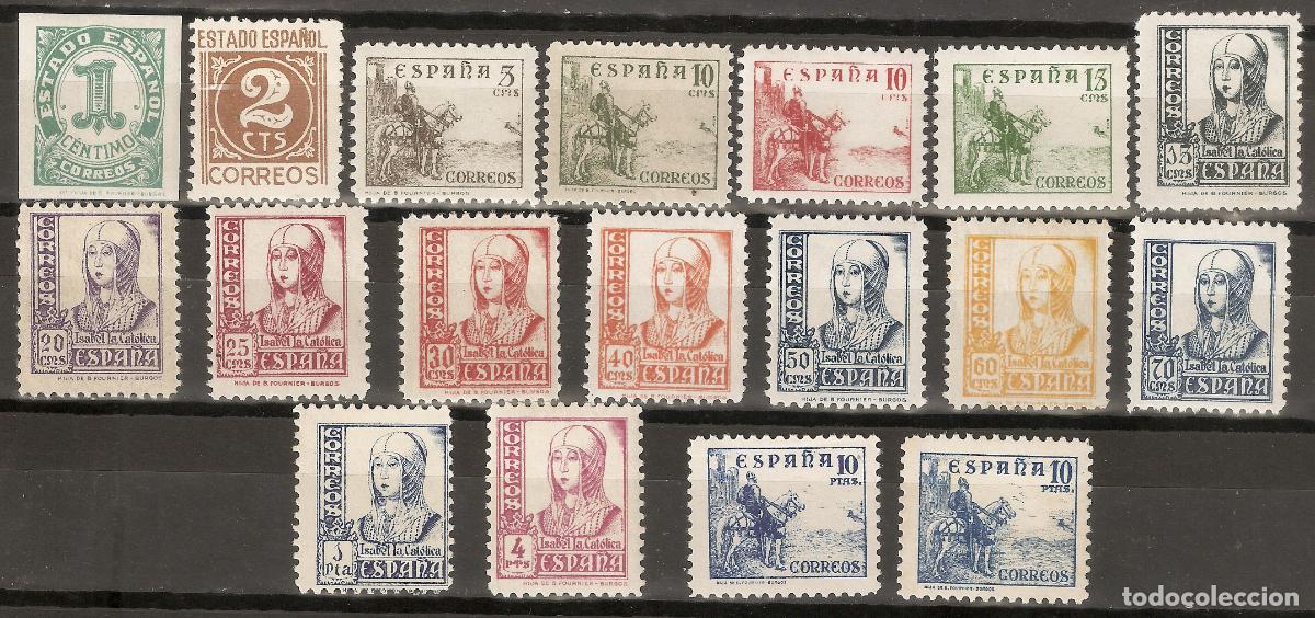 Stamps: 1937 CIFRAS, CID E ISABEL EDIFIL 814/831** SIN FIJASELLOS