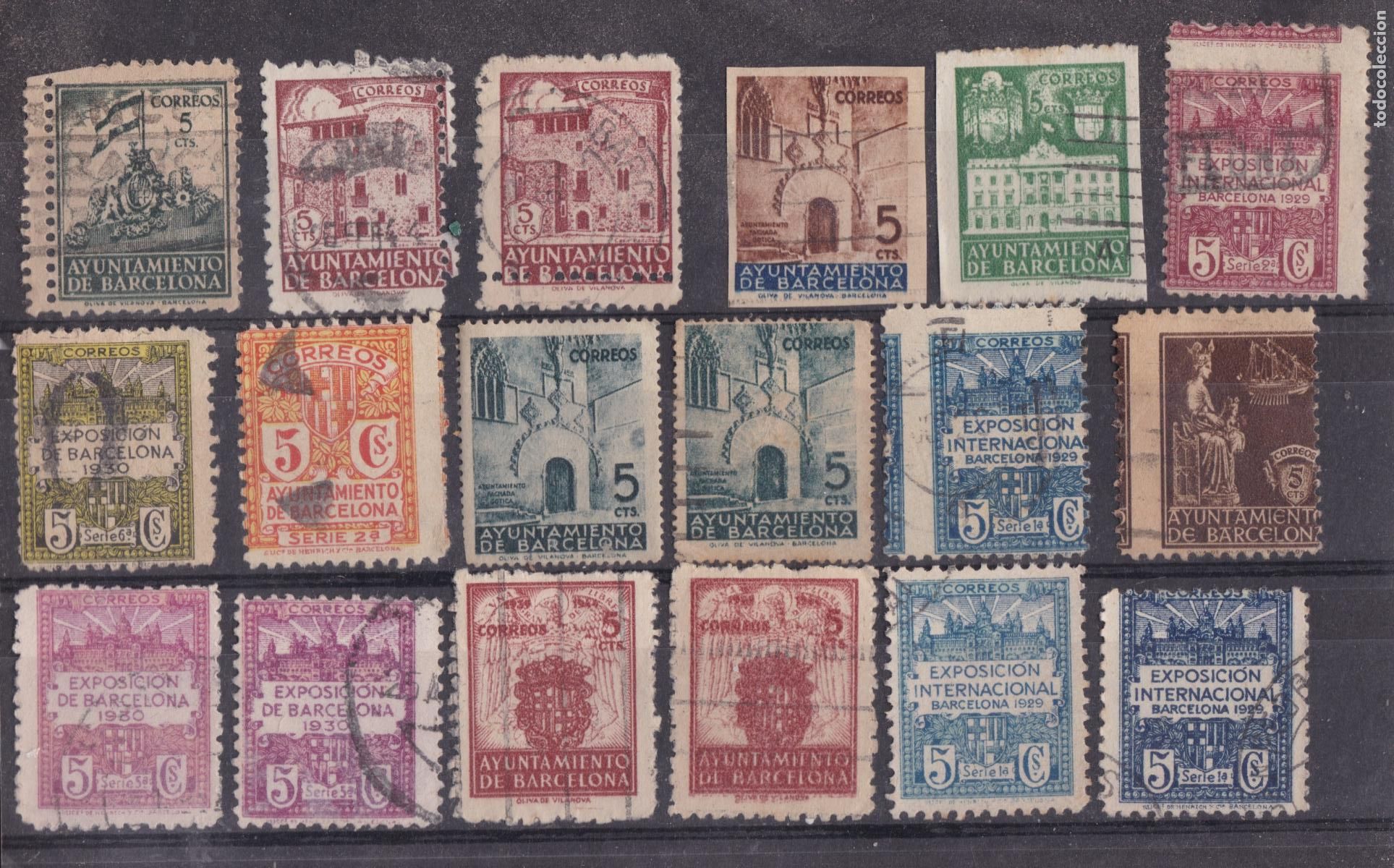 Sellos: SS21- Ayuntamiento Barcelona Lote 18 Sellos VARIEDADES