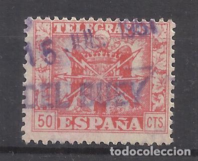 Sellos: ESCUDO TELEGRAFOS 1949 EDIFIL 89 fechador CABEZA DEL BUEY BADAJOZ