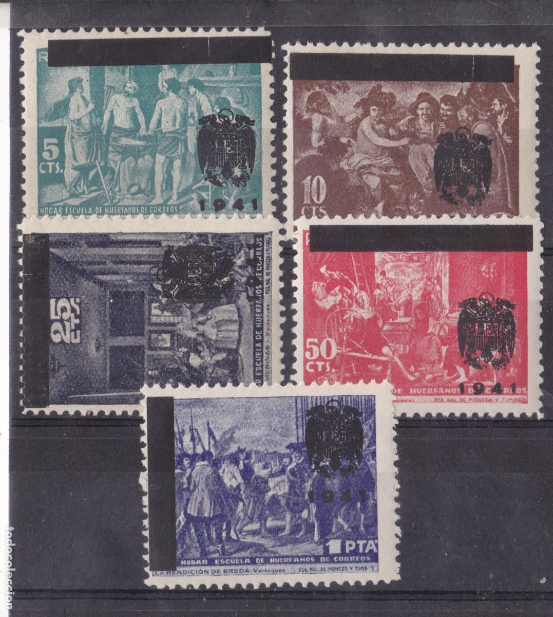 Sellos: SS25-BENEFICENCIA Cuadros Vel&aacute;zquez Edifil NE35/NE39 Nuevos ** Sin Fijasellos .Perfectos