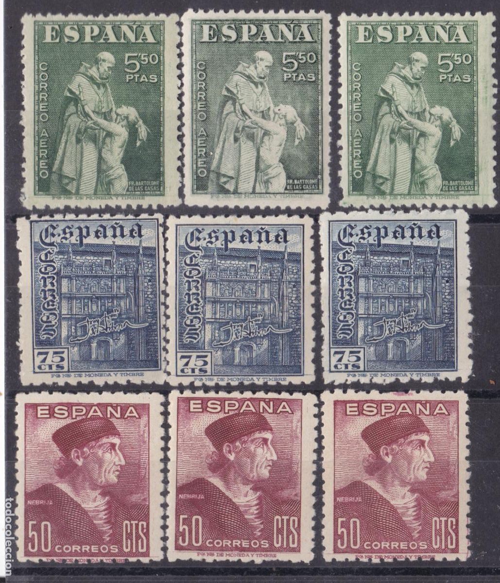 Sellos: SS26-Dia del Sello 1946 Edifil 1002/04 x 3 Series Nuevas ** Sin Fijasellos (Uno Falso Postal)