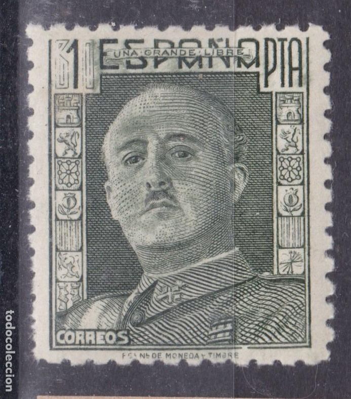 Sellos: SS5-FRANCO 1 Pta VERDE Dentado Grueso . FANTASIA FILATELICA ** Sin Fijassellos . LUJO