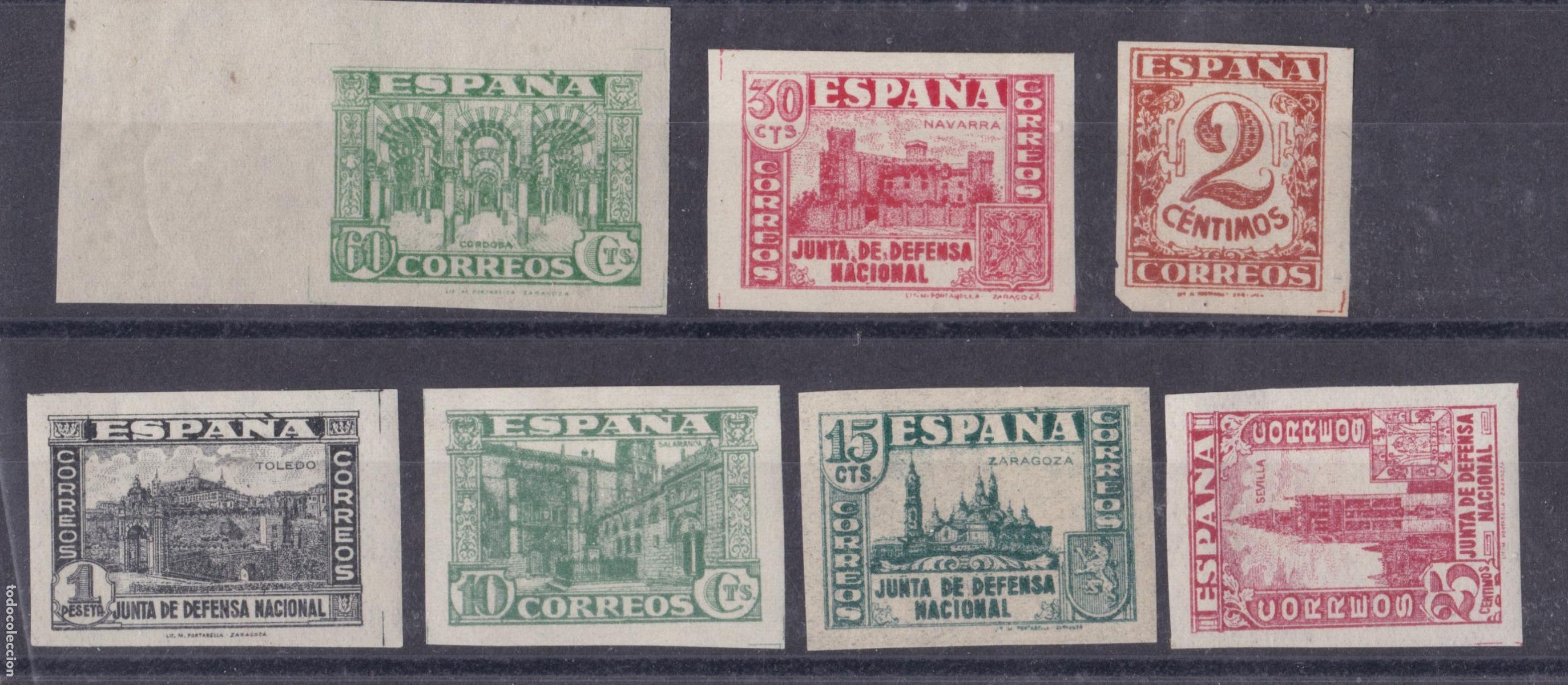 Sellos: SS28- JUNTA DEFENSA 1936/37 x 7 Sellos SIN DENTAR Nuevos **/*. Buena Calidad