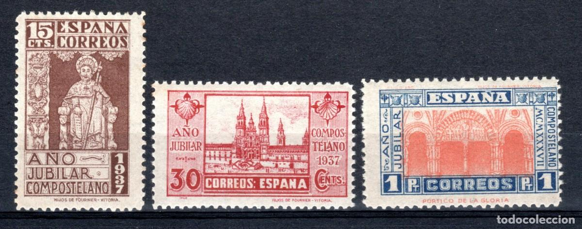 Sellos: EDIFIL 833-835 A&Ntilde;O JUBILAR COMPOSTELANO 1937 (SERIE COMPLETA). VALOR CAT&Aacute;LOGO: 108 &euro;. MH *