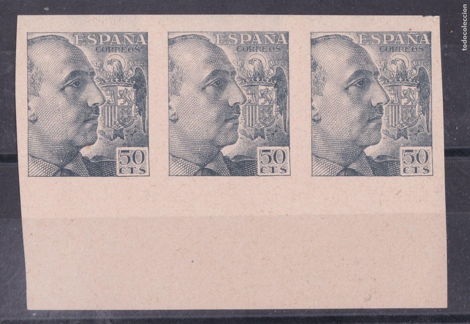 Sellos: SS35- FRANCO 50 cts Tira de 3 Sin Dentar