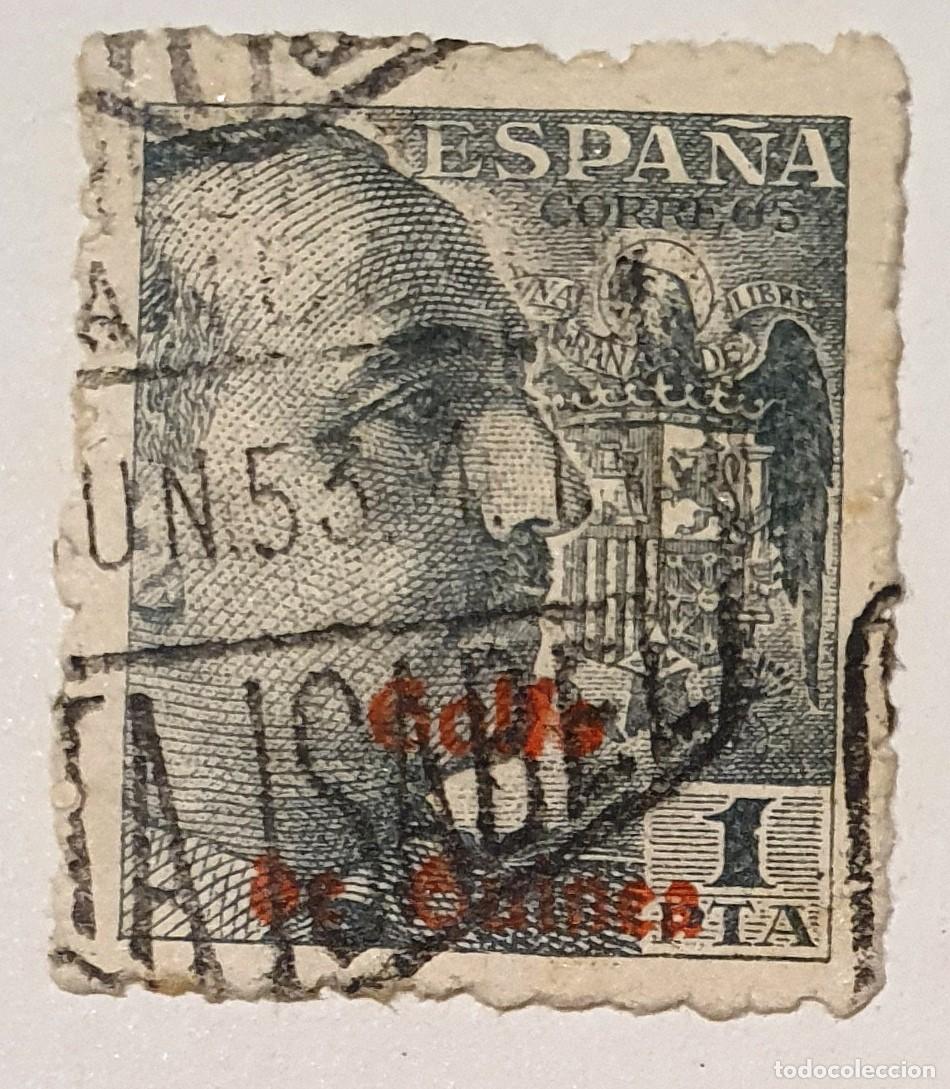 Sellos: SELLOS ESPA&Ntilde;A 1940/1945. FRANCO 1 PTA. USADO. EDIFIL 930. SOBRECARGADO GOLFO DE GUINEA.