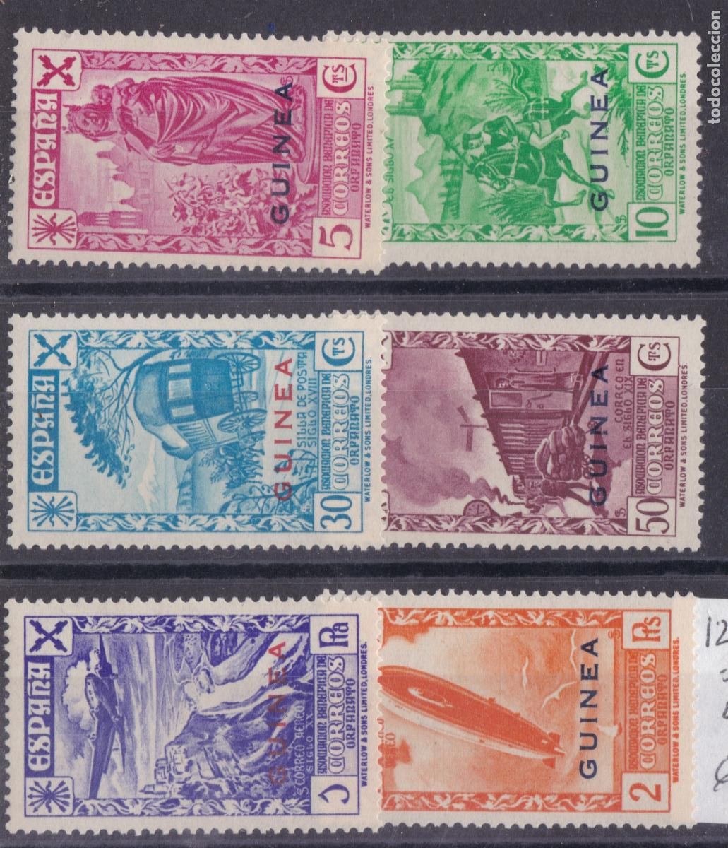 Sellos: SS36-BENEFICENCIA Colonias GUINEA Edifil 12/17 ** Sin Fijasellos LUJO