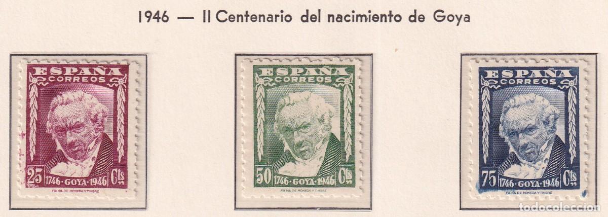 Sellos: 1005/1007 SERIE COMPLETA DEL II CENTENARIO DEL NACIMIENTO DE GOYA DEL A&Ntilde;O 1946 NUEVOS **
