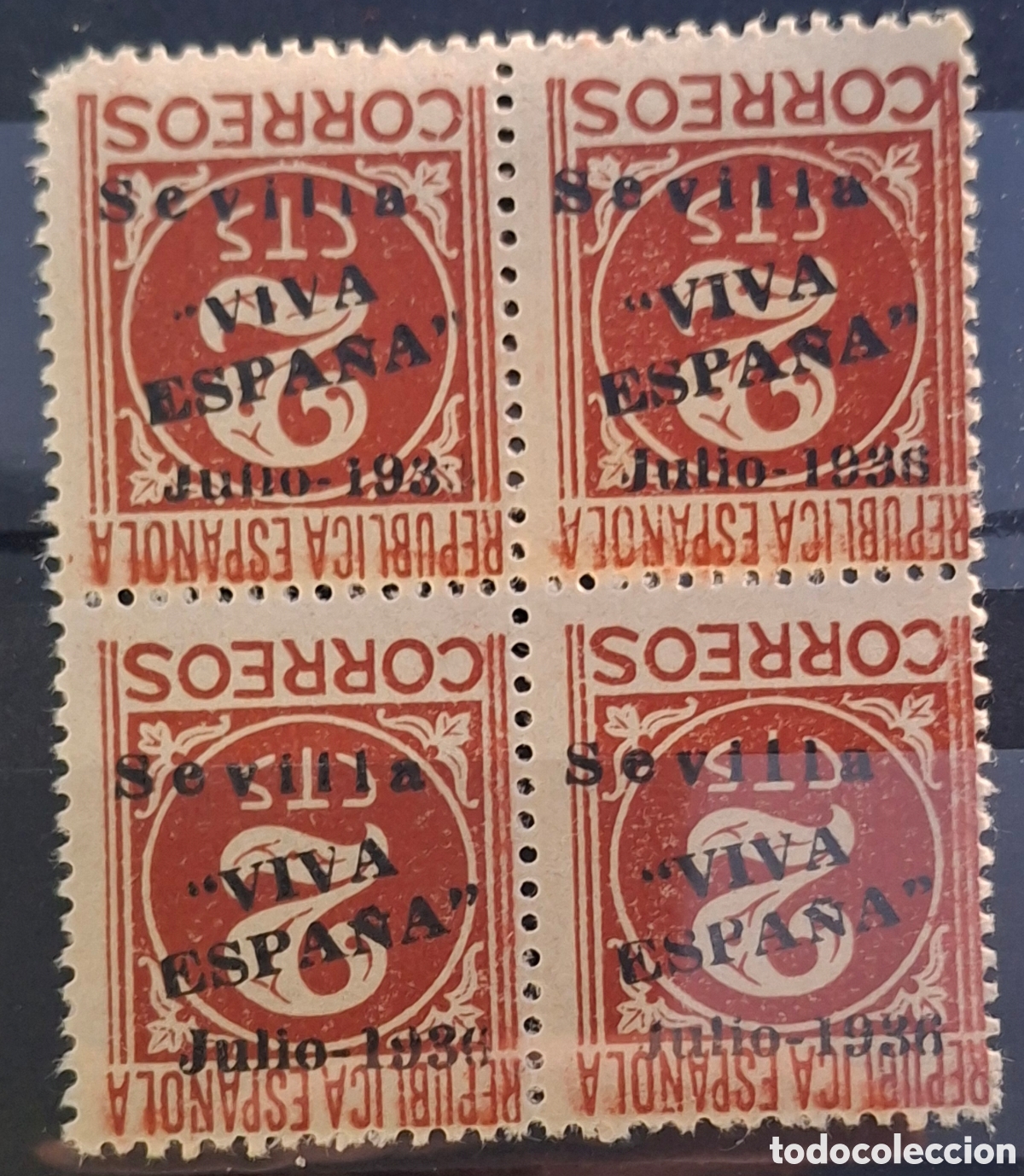 Timbres: Sellos patrioticos sevilla Error sobrecarga invertida y julio 193 en vez de 1936 Nuevos**