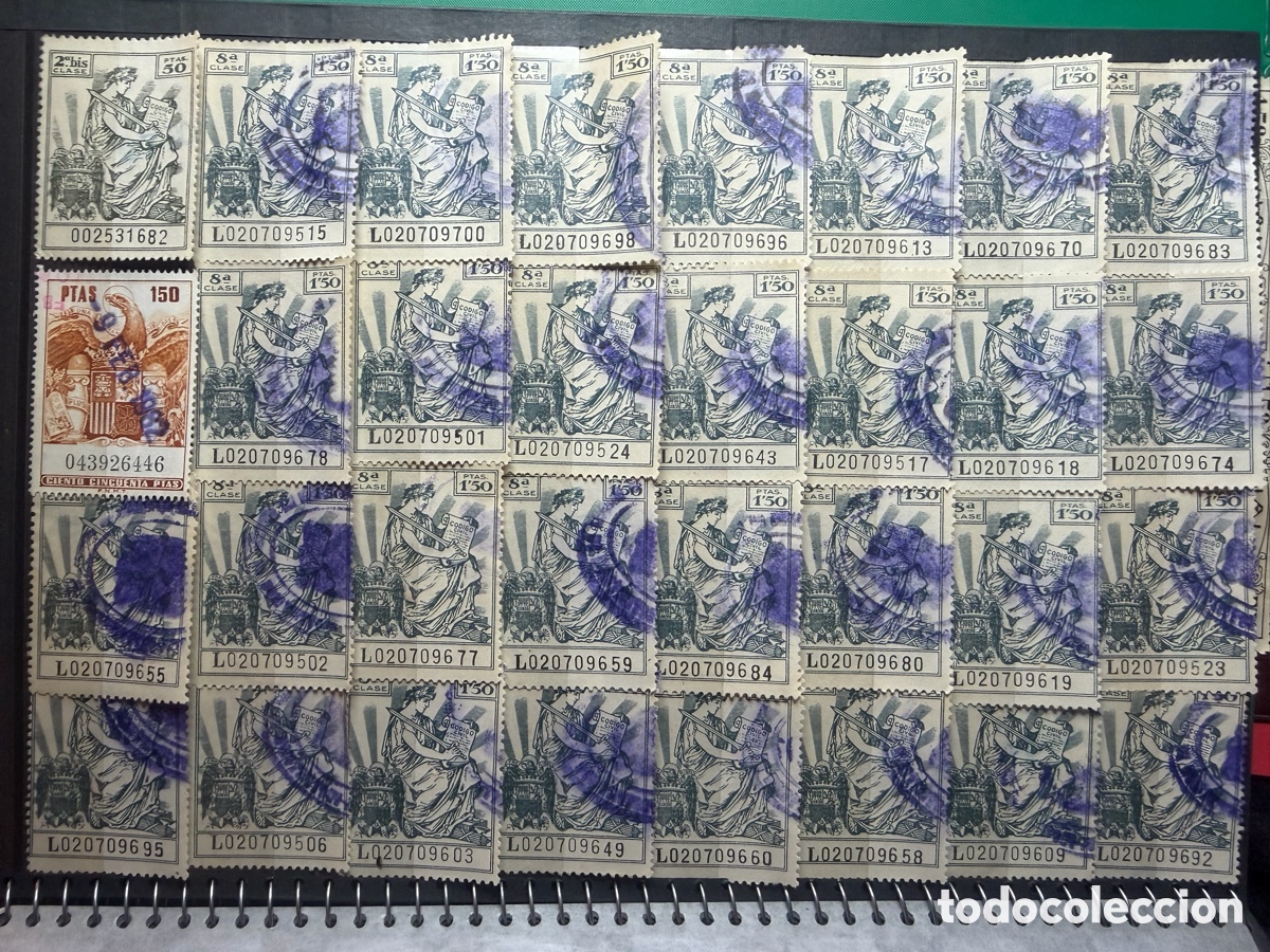Sellos: Lote sellos fiscales antiguos Espa&ntilde;a 64 unidades