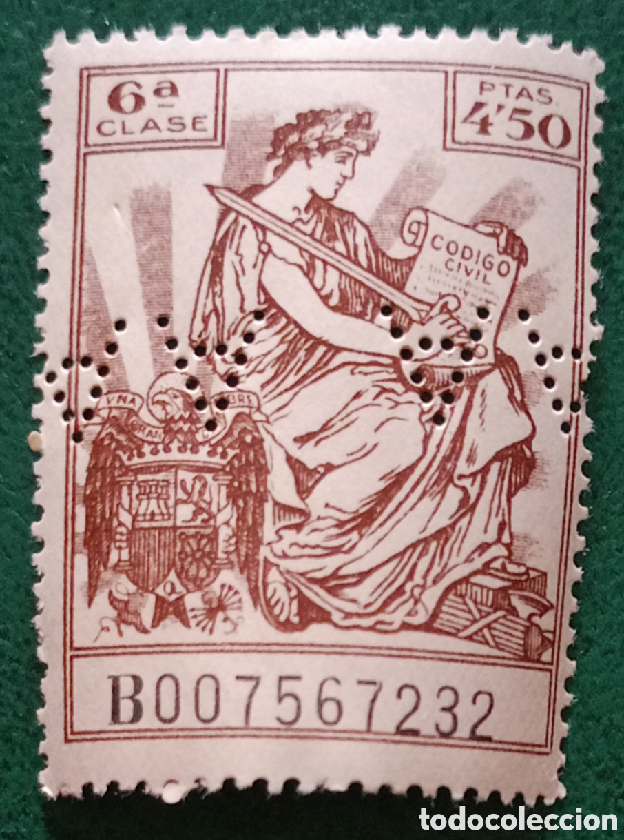 Sellos: Espa&ntilde;a 1936-1950 - P&oacute;liza 4,50 p. casta&ntilde;o - Usada