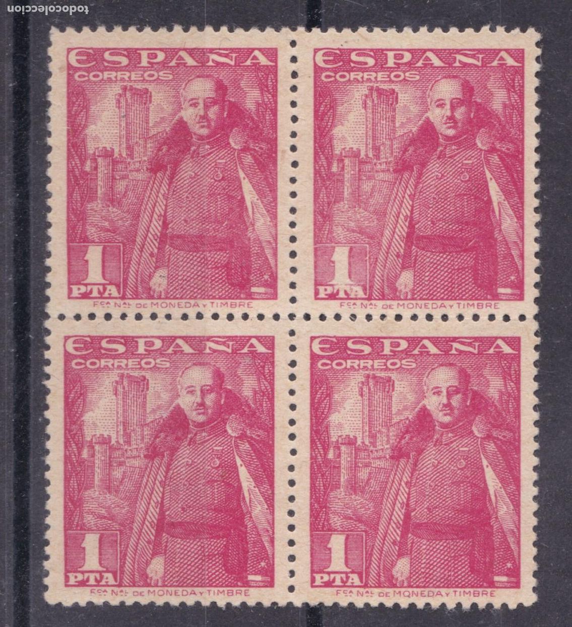 Sellos: SS47- FRANCO MOTA 1 Pta Bloque de 4 Centrado Lujo. NUEVO (*) Sin Goma