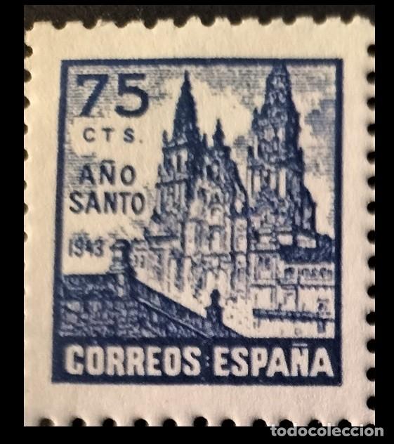 Sellos: Edifil 969 SIN FIJASELLO Espa&ntilde;a 1940 Valor Clave A&ntilde;o Santo Compostelano