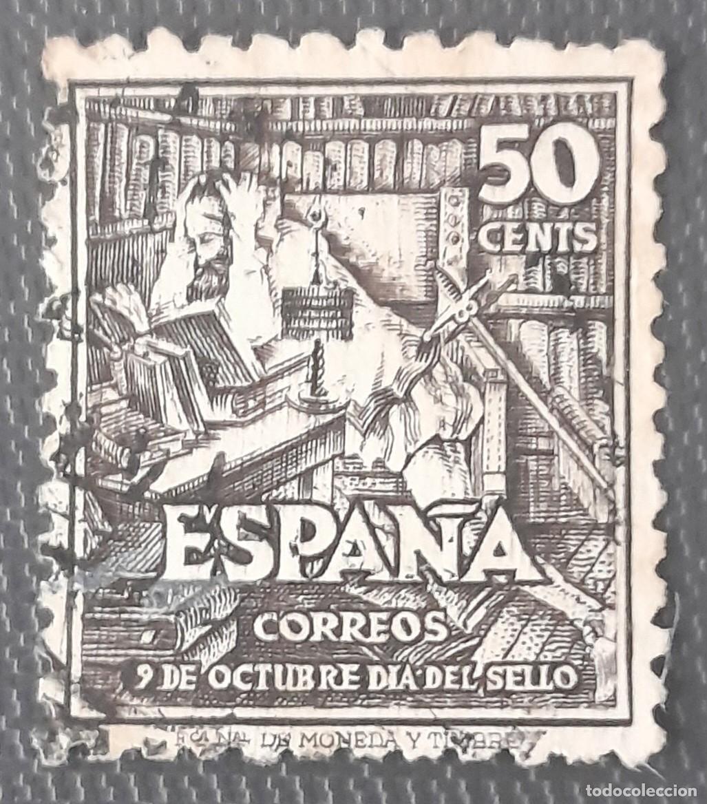 Sellos: ESPA&Ntilde;A 1947 D&iacute;a del Sello. IV Centenario del nacimiento de Cervantes