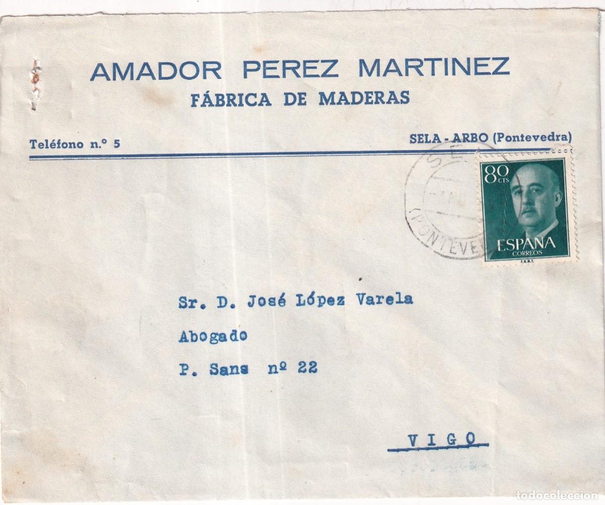 Sellos: Sobre Amador Perez Martinez. F&aacute;brica de maderas. Sela Arbo Pontevedra.