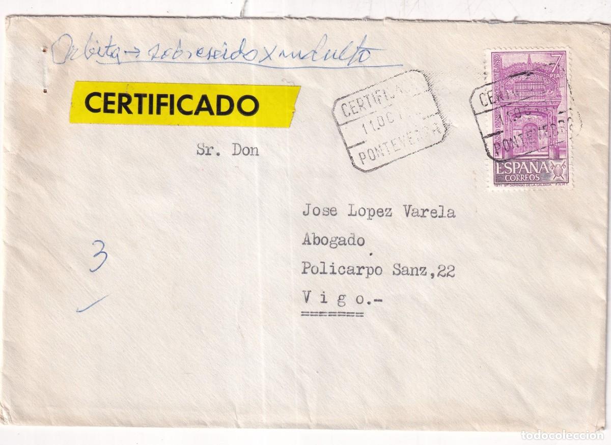 Sellos: Carta certificada. Vigo. Remite Jacinto Mosquera Trapote