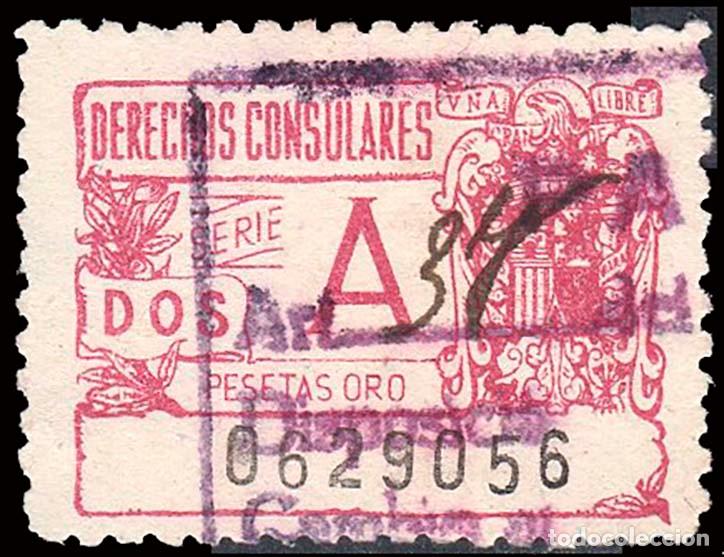 Sellos: Espa&ntilde;a - Fiscales - Derechos Consulares - Alemany o 81 - 1937 - 2 Ptas.