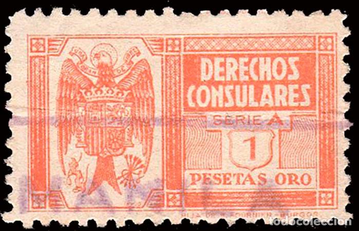 Sellos: Espa&ntilde;a - Fiscales - Derechos Consulares - Alemany o 100 - 1939 - 1 Pta.