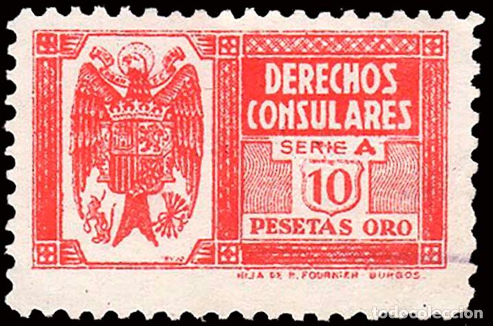 Sellos: Espa&ntilde;a - Fiscales - Derechos Consulares - Alemany (*) 104 - 1939 - 10 Ptas.