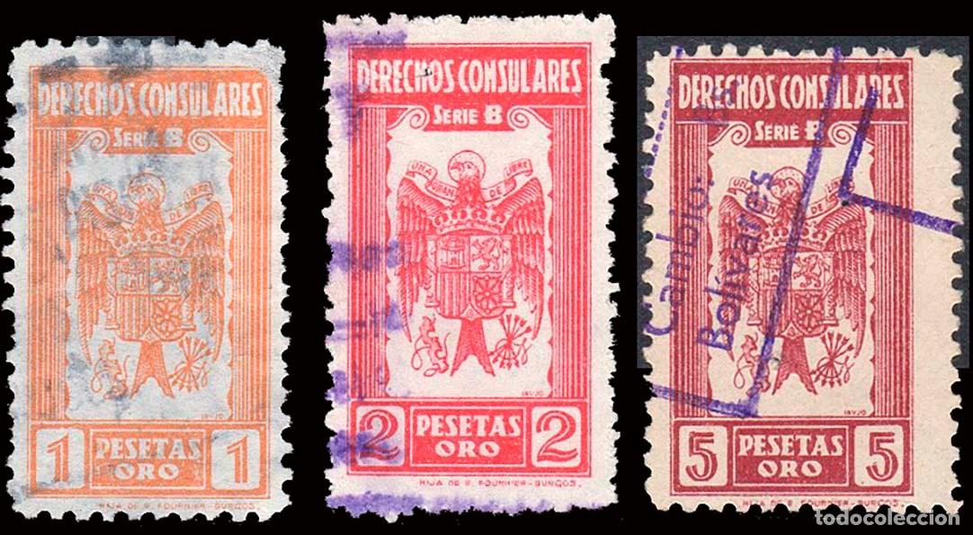 Sellos: Espa&ntilde;a - Fiscales - Derechos Consulares - Alemany o 117+118+119 - 1939