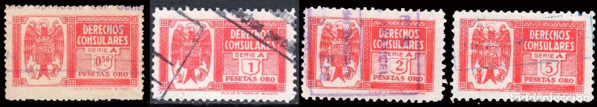 Sellos: Espa&ntilde;a - Fiscales - Derechos Consulares - Alemany o 137+138+139+140 - 1940