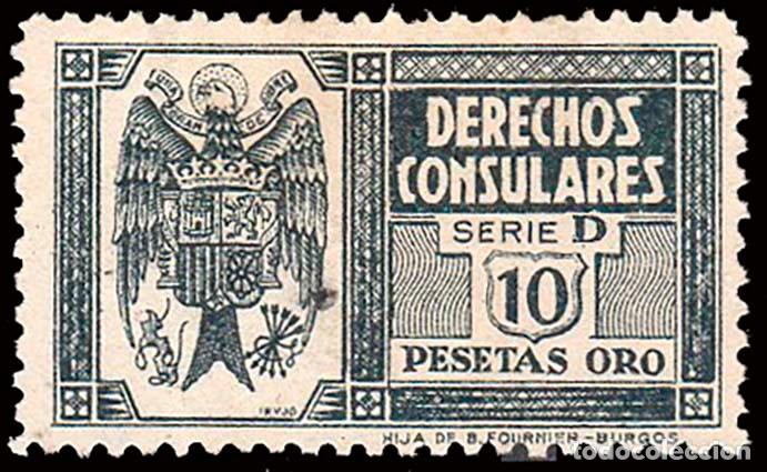 Sellos: Espa&ntilde;a - Fiscales - Derechos Consulares - Alemany (*) 169 - 1940 - 10 Ptas.