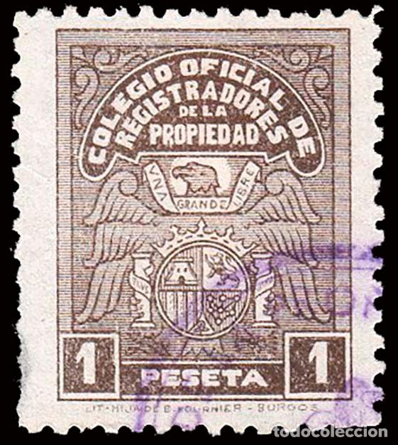 Sellos: Espa&ntilde;a - Fiscales - Registradores Propiedad - Alemany o 15 - 1938 - 1 Pta.