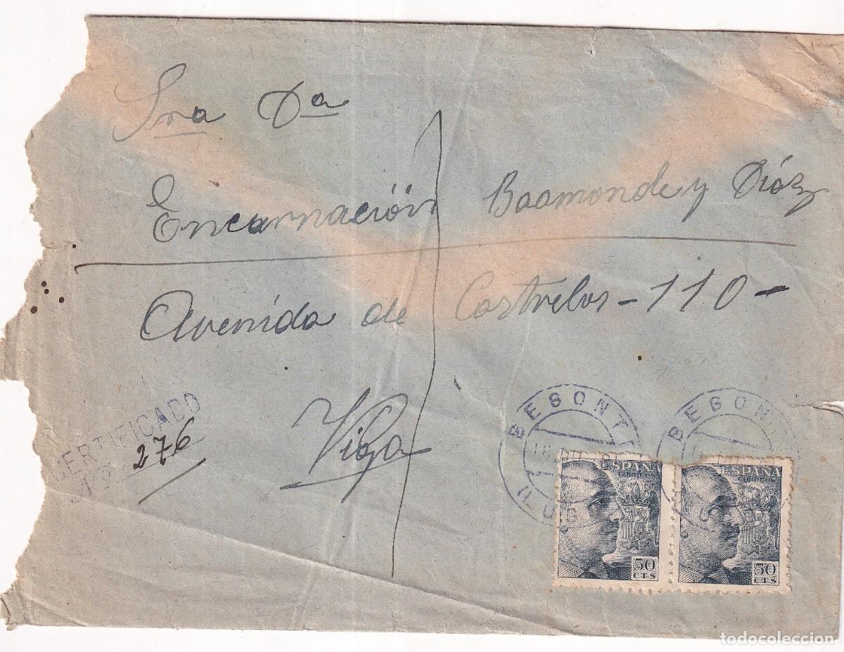 Sellos: Sobre certificado. Begonte Lugo. 1948