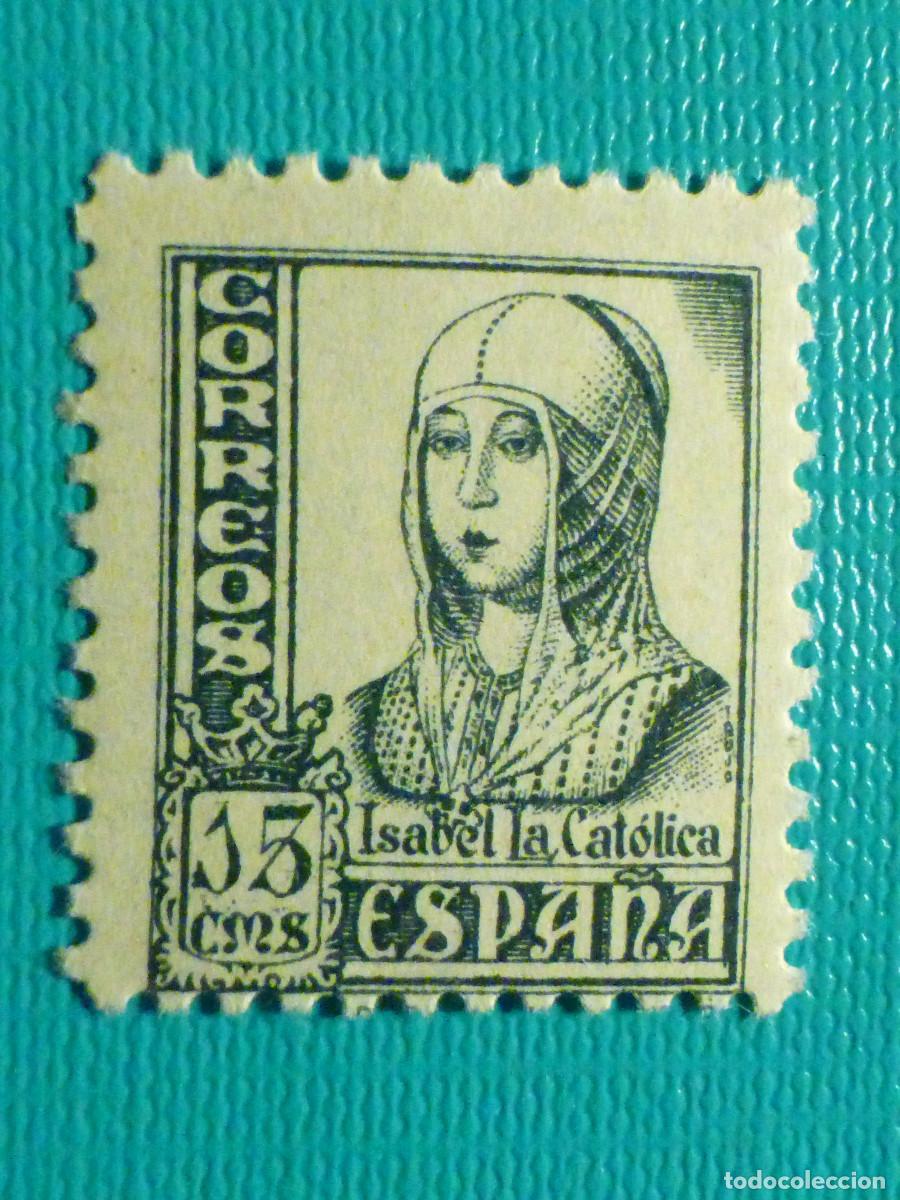 Sellos: Sello Edifil 820 - Estado Espa&ntilde;ol, Isabel Cat&oacute;lica, A&ntilde;o 1937, 15 C&eacute;ntimos, Cts. - Pizarra - Con goma