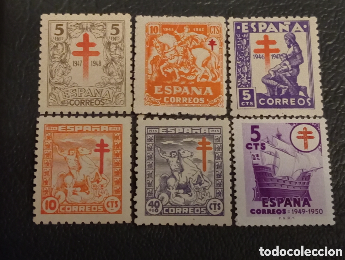 Sellos: Lote 6 Sellos Espa&ntilde;a 1944-1950 Beneficencia Pro-Tuberculosos Edifil 984/1087 MNH**