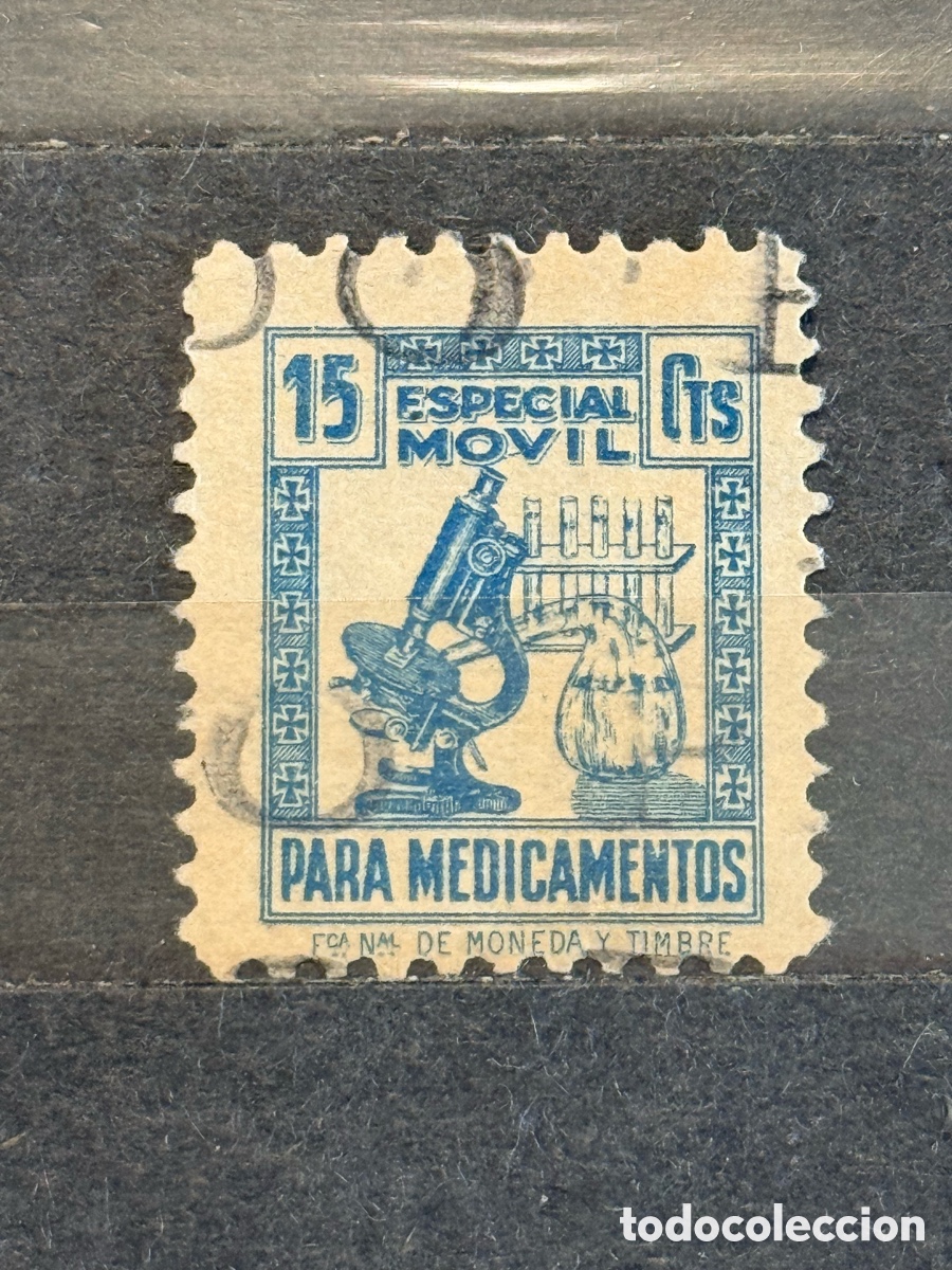 Sellos: Espa&ntilde;a. 1939/1941. Estado Espa&ntilde;ol. Timbre especial m&oacute;vil para medicamentos. Alemany 34. Usado