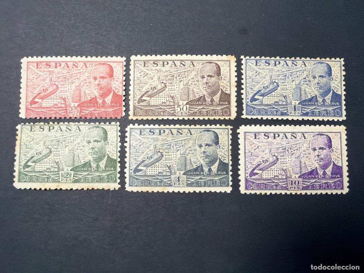 Sellos: ESPA&Ntilde;A, 1941-47. EDIFIL 941, 943/947. JUAN DE LA CIERVA. NUEVOS. CON CHARNELA