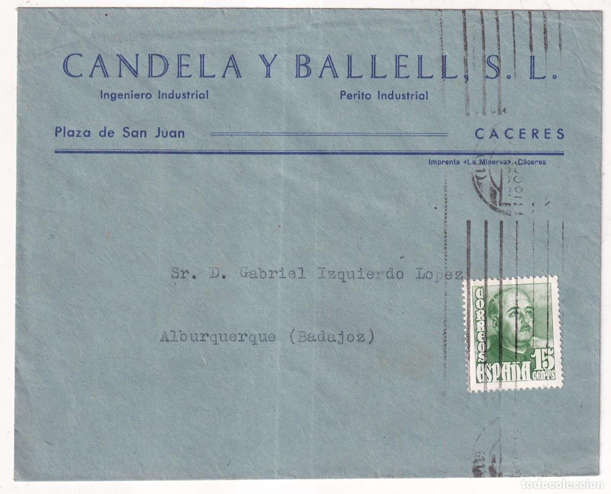 Sellos: Sobre con publicidad Candela y Ballell C&aacute;ceres.