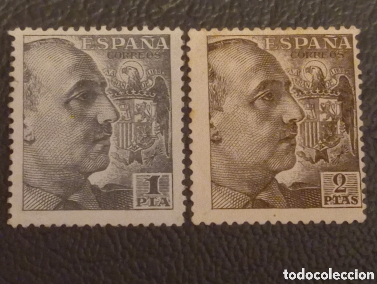 Sellos: Lote 2 Sellos Franco 1 PTA y 2 PTAS - Serie B&aacute;sica 1939 - Edifil 875/876 MH
