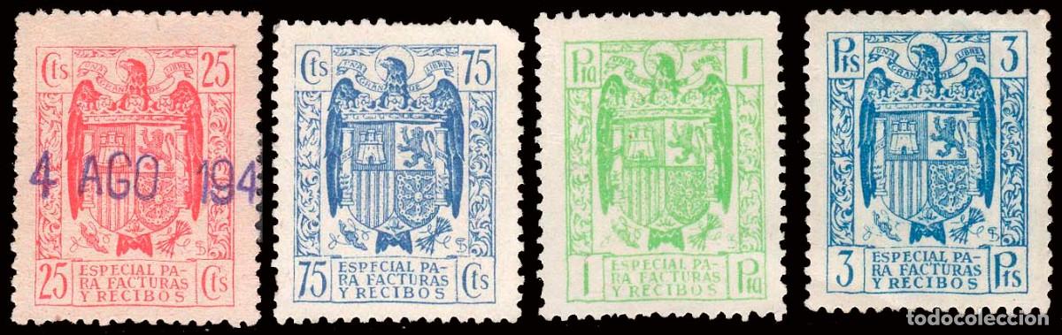 Sellos: Espa&ntilde;a - Fiscales - Facturas y Recibos - Alemany */o 39+41+42+44 - 1939