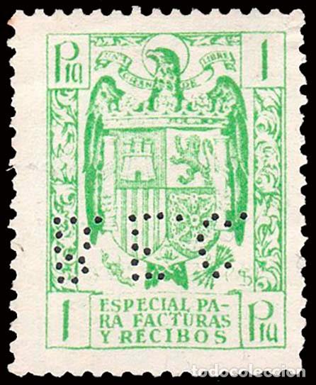 Sellos: Espa&ntilde;a - Fiscales - Facturas y Recibos - Alemany * 42 - Perforado &rdquo;B.E.C.&rdquo;