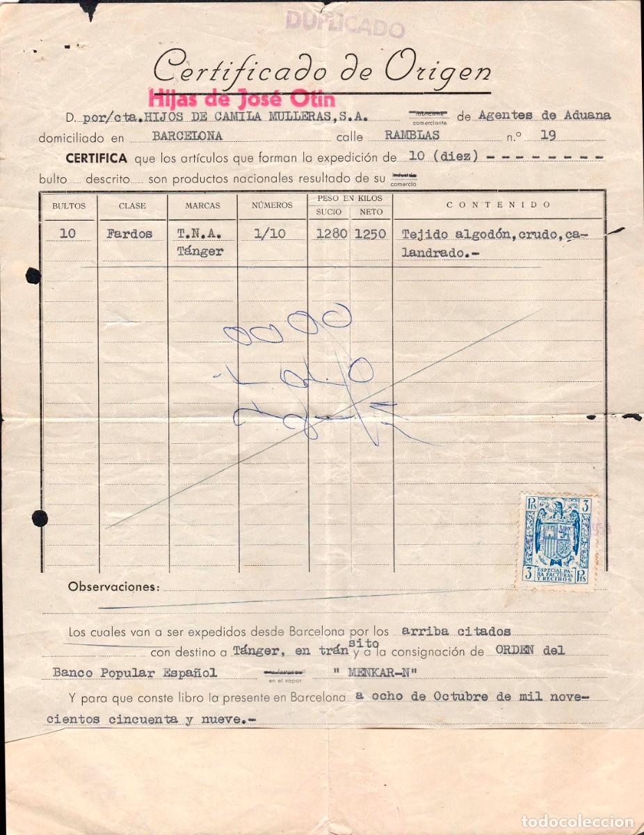 Sellos: Espa&ntilde;a - Fiscales - Facturas y Recibos - Alemany o 54 - 1959 - Sobre documento