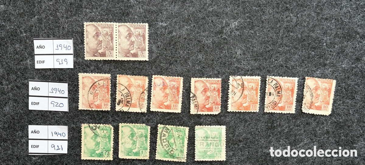 Sellos: Lote sellos Espa&ntilde;a 1940 Franco Edifil 918 920 921 usados