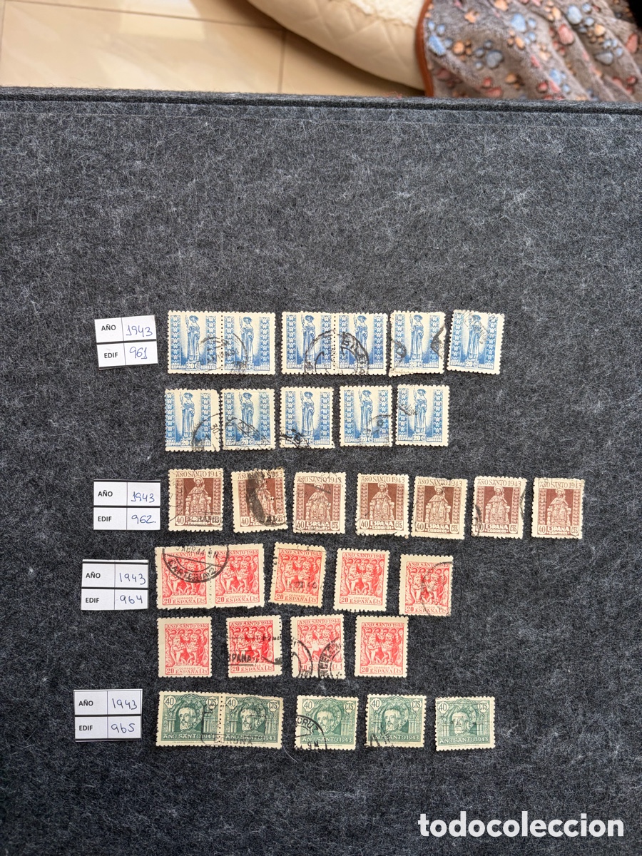 Sellos: Lote sellos Espa&ntilde;a 1943 Edifil 961-965 A&ntilde;o Santo usados + parejas
