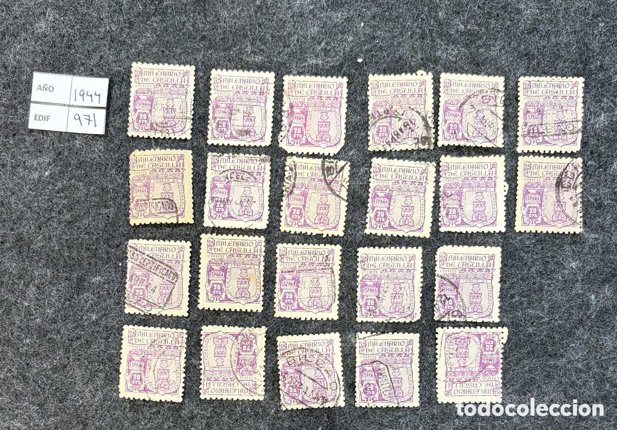 Sellos: Lote sellos Espa&ntilde;a 1944 Milenario de Castilla Edifil 971