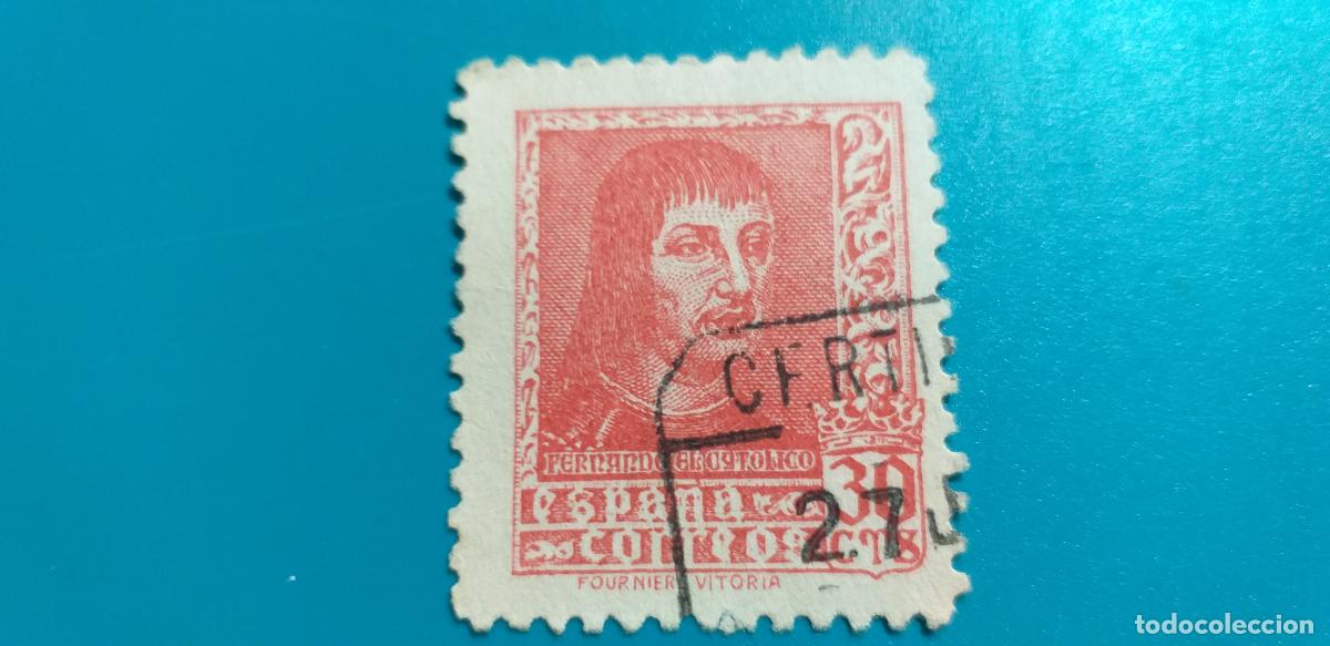 Sellos: USADO. A&Ntilde;O 1938. EDIFIL 844. FERNANDO EL CAT&Oacute;LICO.