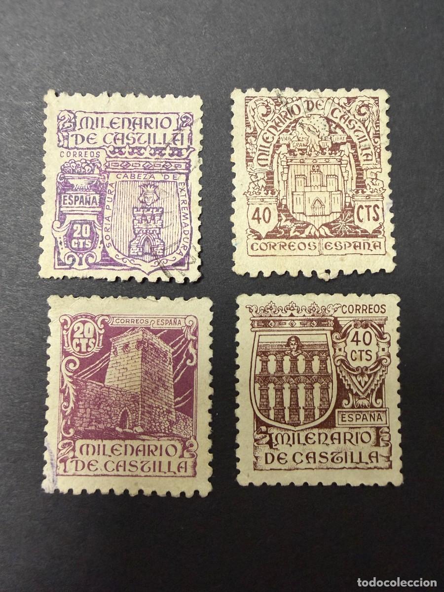Sellos: ESPA&Ntilde;A, 1944. EDIFIL 974, 975, 977 Y 978. MILENARIO DE CASTILLA. USADOS.